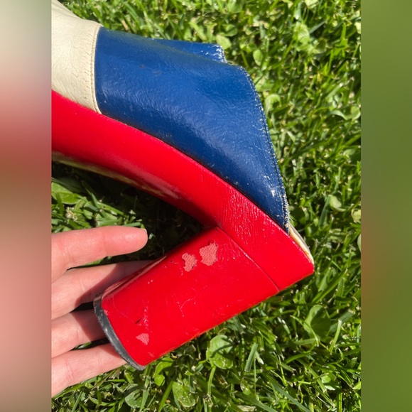 70s Vintage Red White and Blue Platform Clogs - Picture 5 of 14
